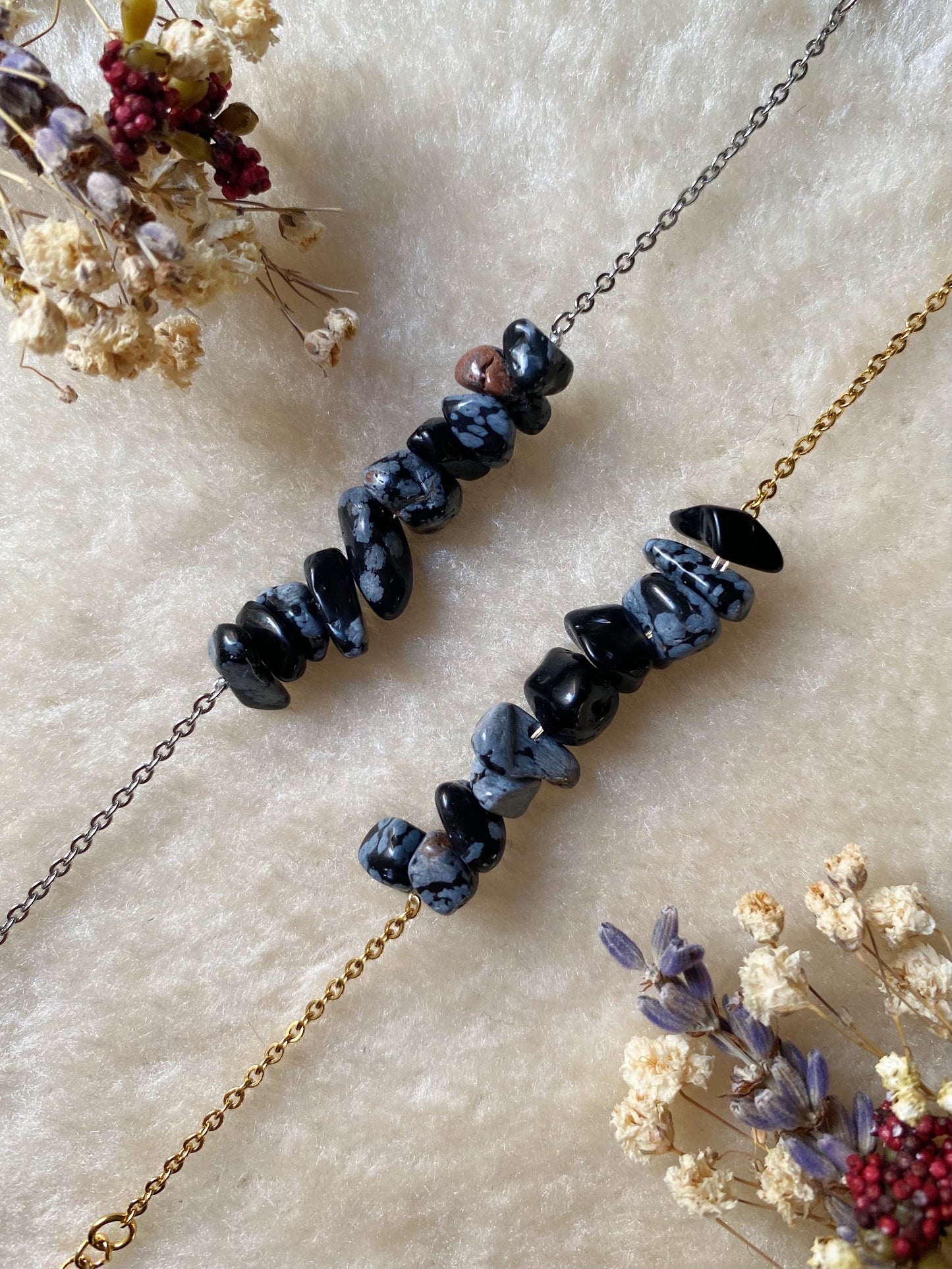 Bracelet Basique - Obsidienne Flocon de Neige