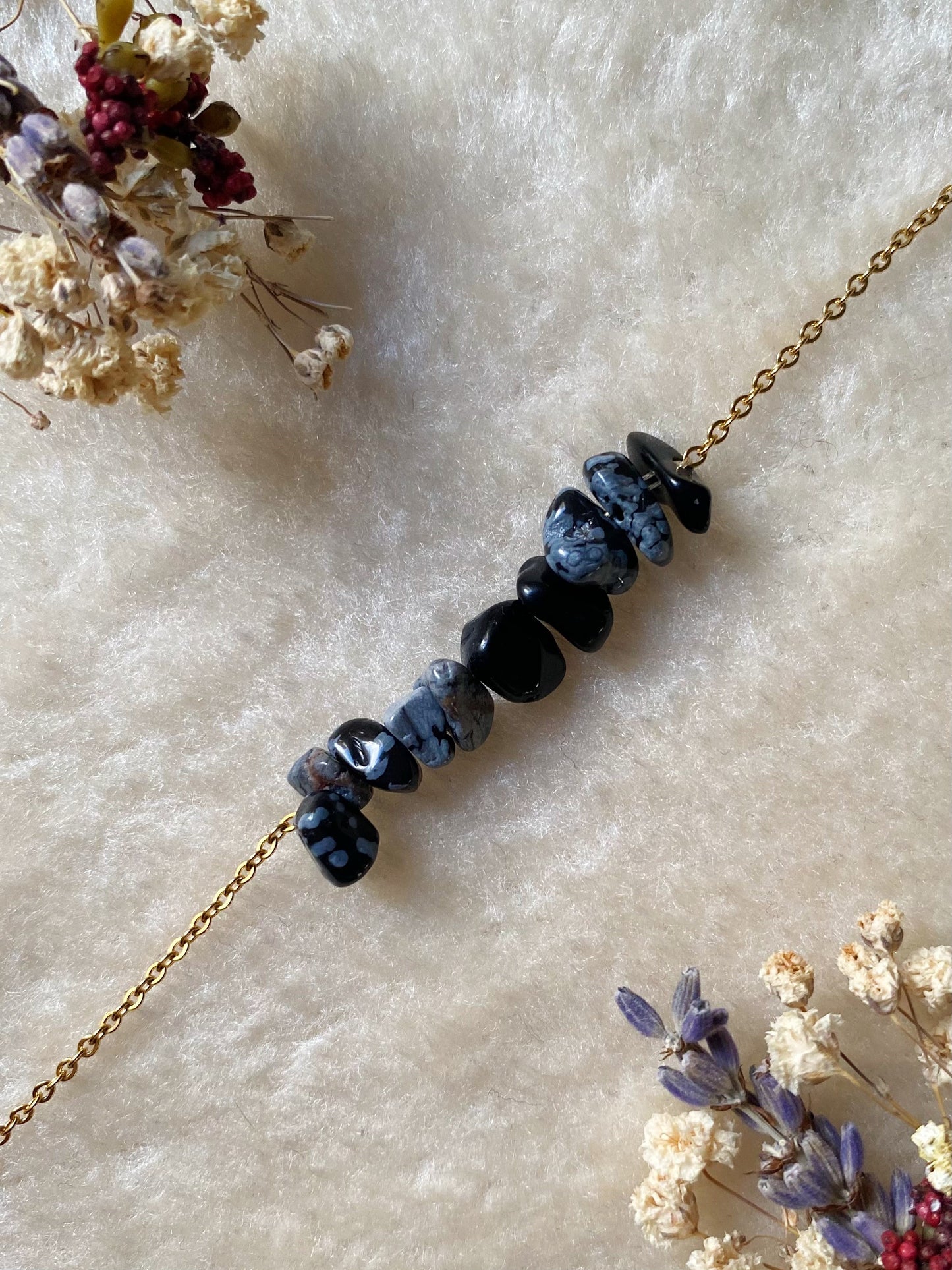 Bracelet Basique - Obsidienne Flocon de Neige