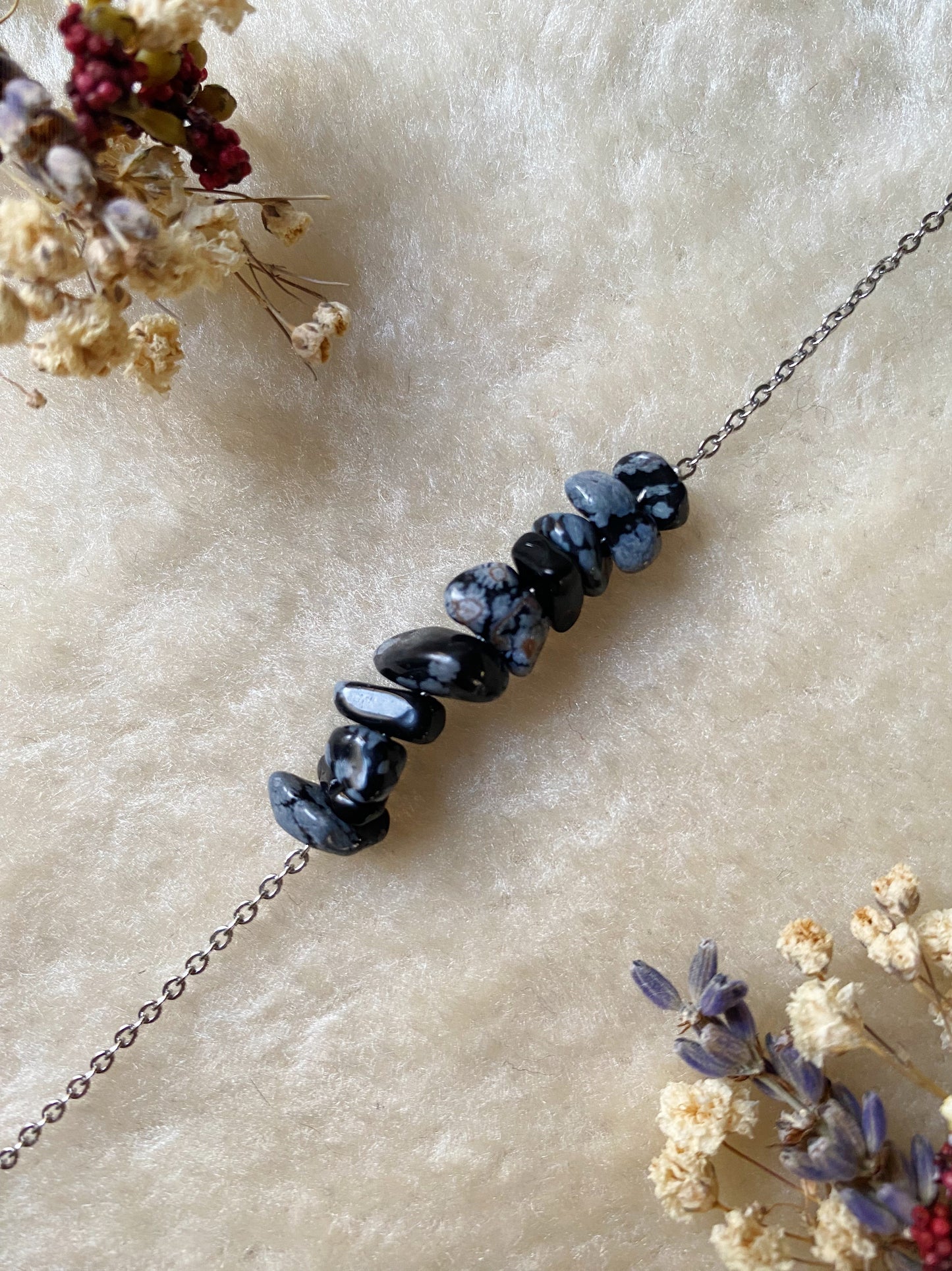 Bracelet Basique - Obsidienne Flocon de Neige